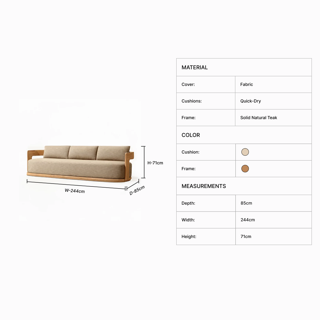 Caelen Teak Sofa