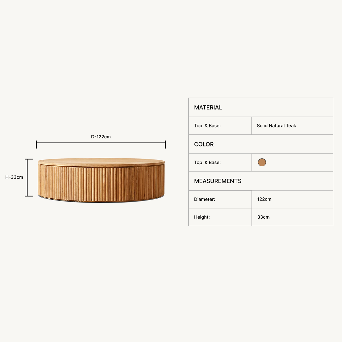 Orien Teak Round Coffee Table
