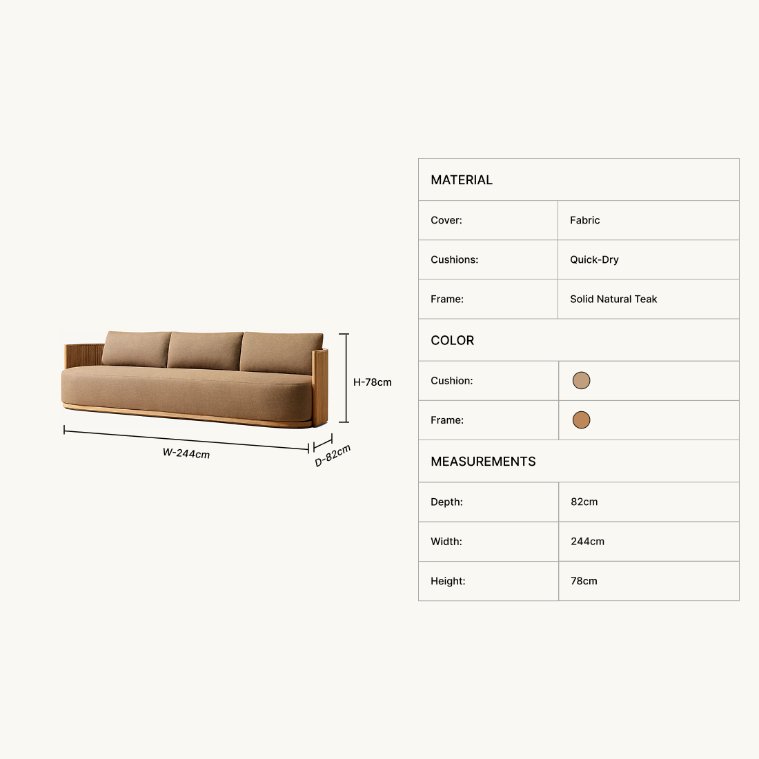 Orien  Teak Sofa