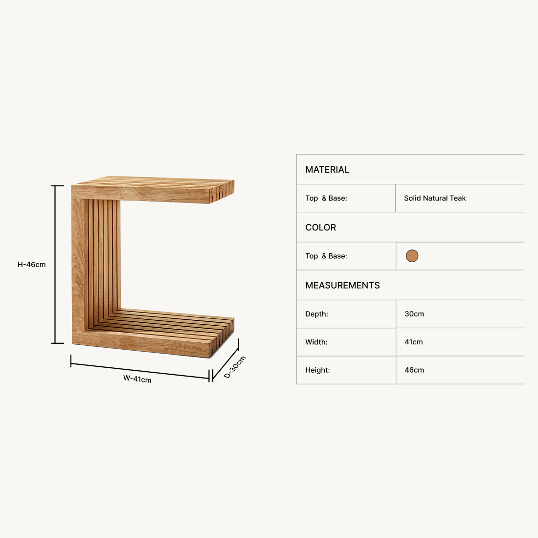 Solvia Teak Modular Side C-Table