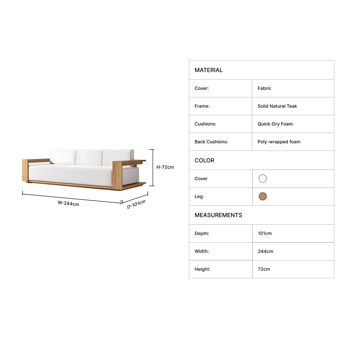Alvia Handcrafted Teak Wood Sofa