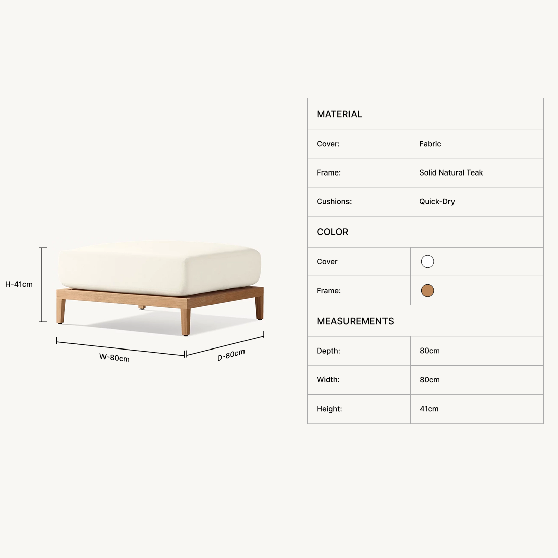 Nuvor Teak Ottoman