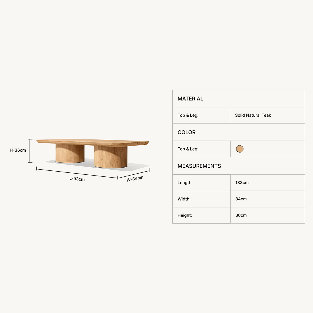 Teyric Teak Rectangular Coffee Table