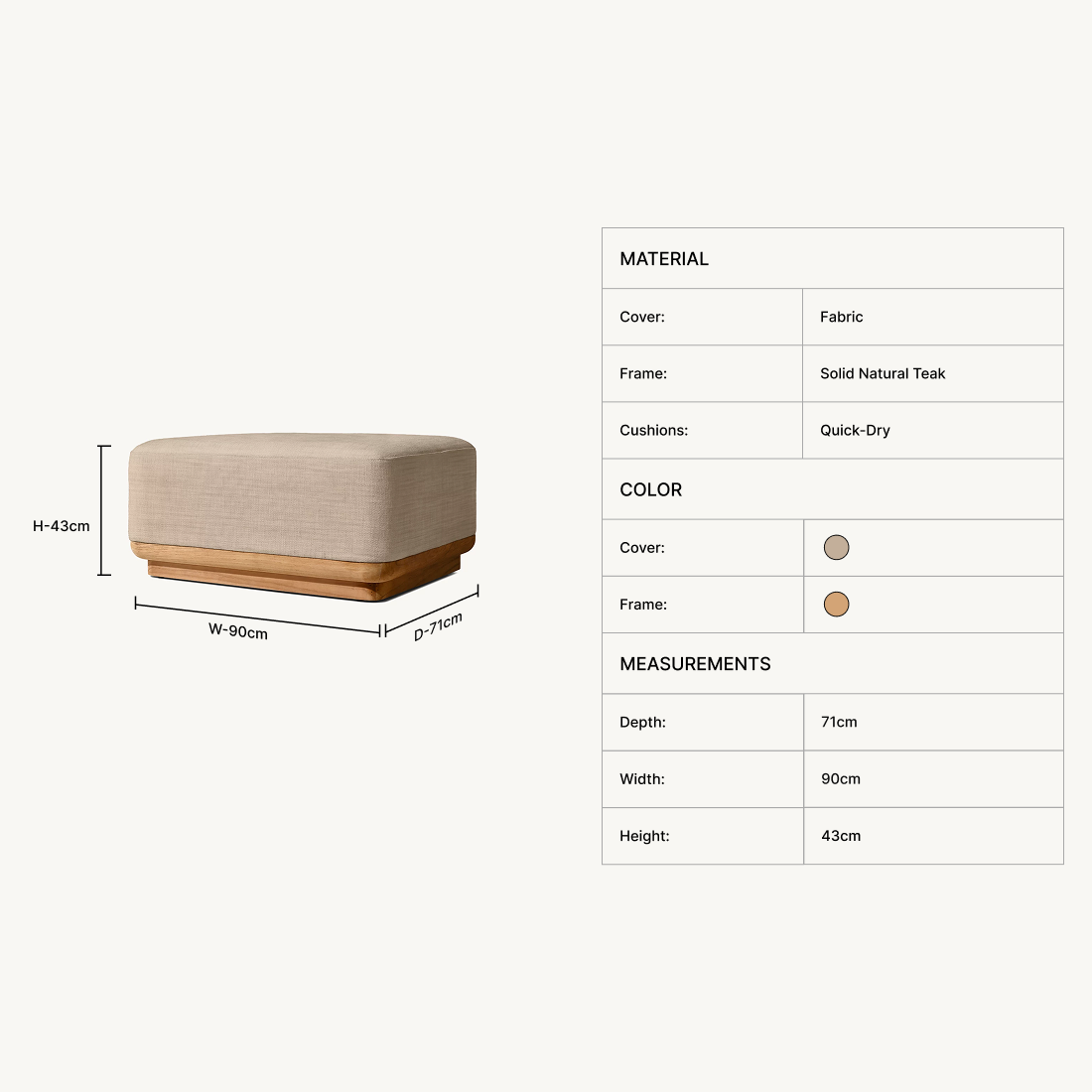 Teyric Teak Ottoman
