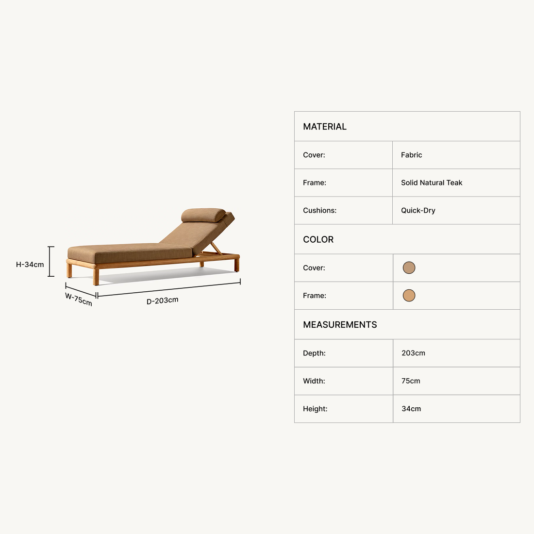 Auren Teak Chaise
