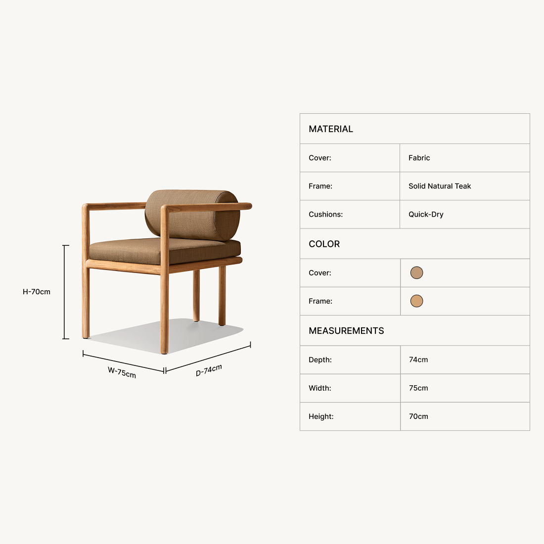 Auren Teak Dining Armchair