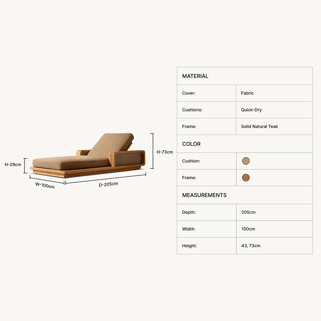 Myral Teak Chaise