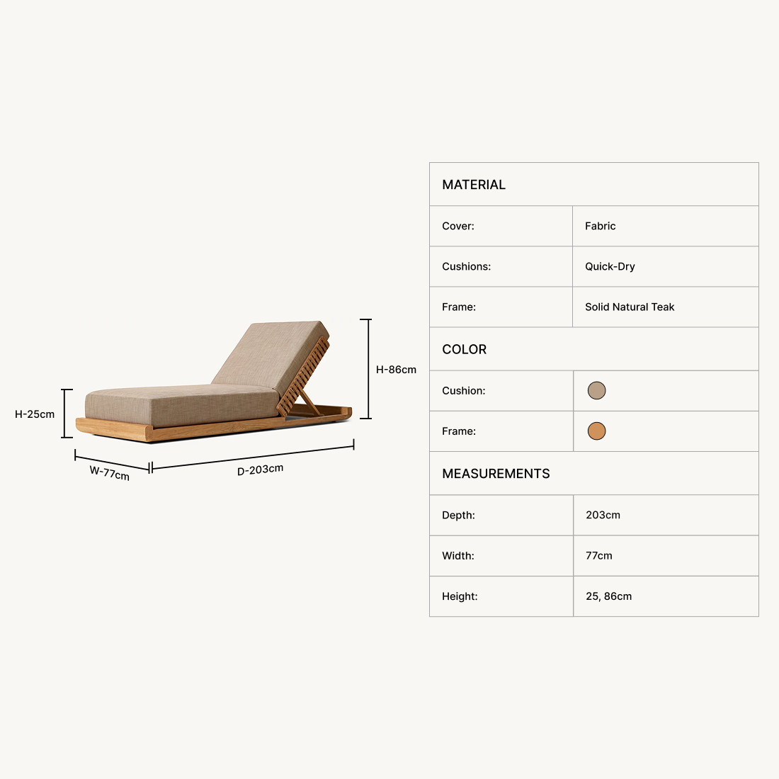 Zyric Teak Adjustable Chaise