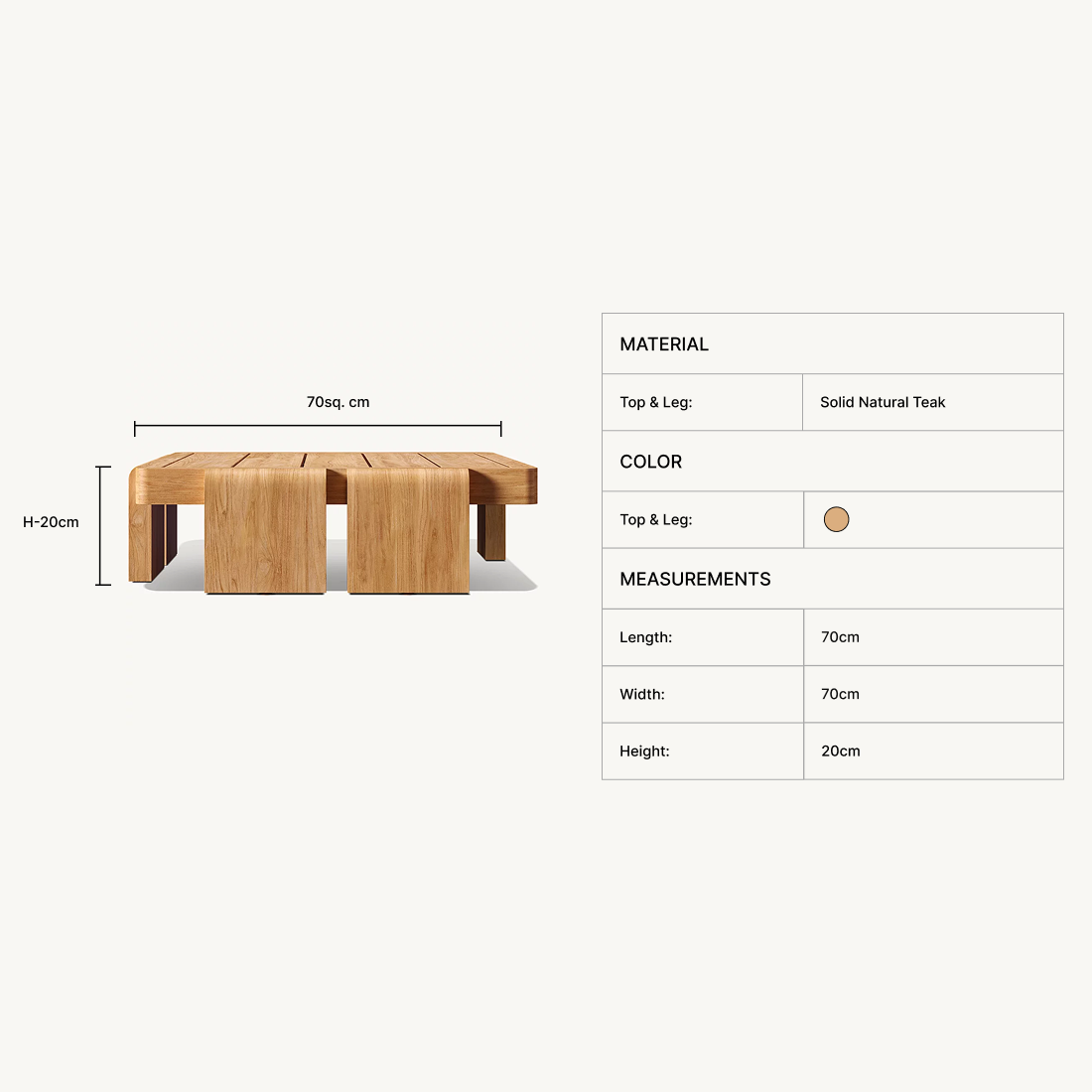 Ovelle  Teak Coffee Table
