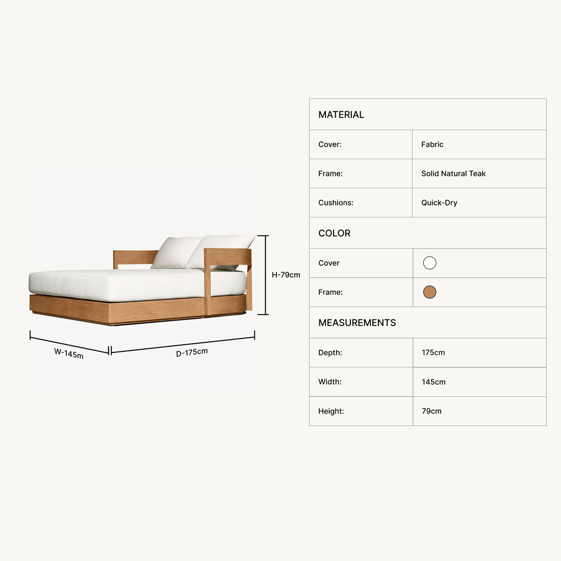Nuvor Teak Wood Daybed