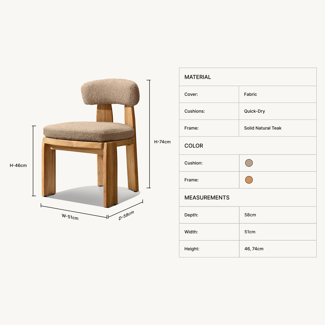 Kavien Teak Side Dining Chair