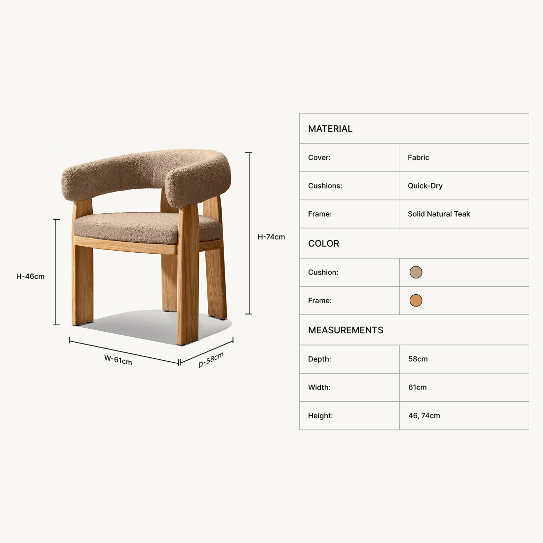 Kavien Teak Dining Armchair