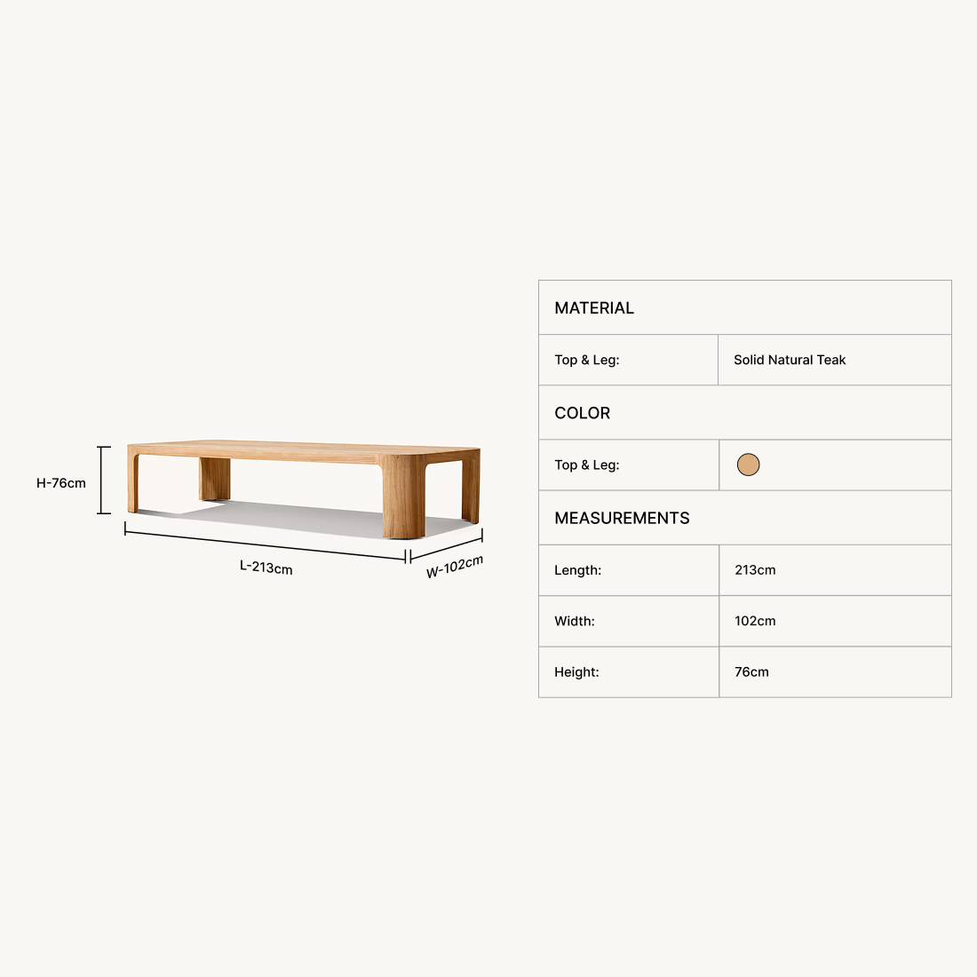 Serel Teak Rectangular Coffee Table