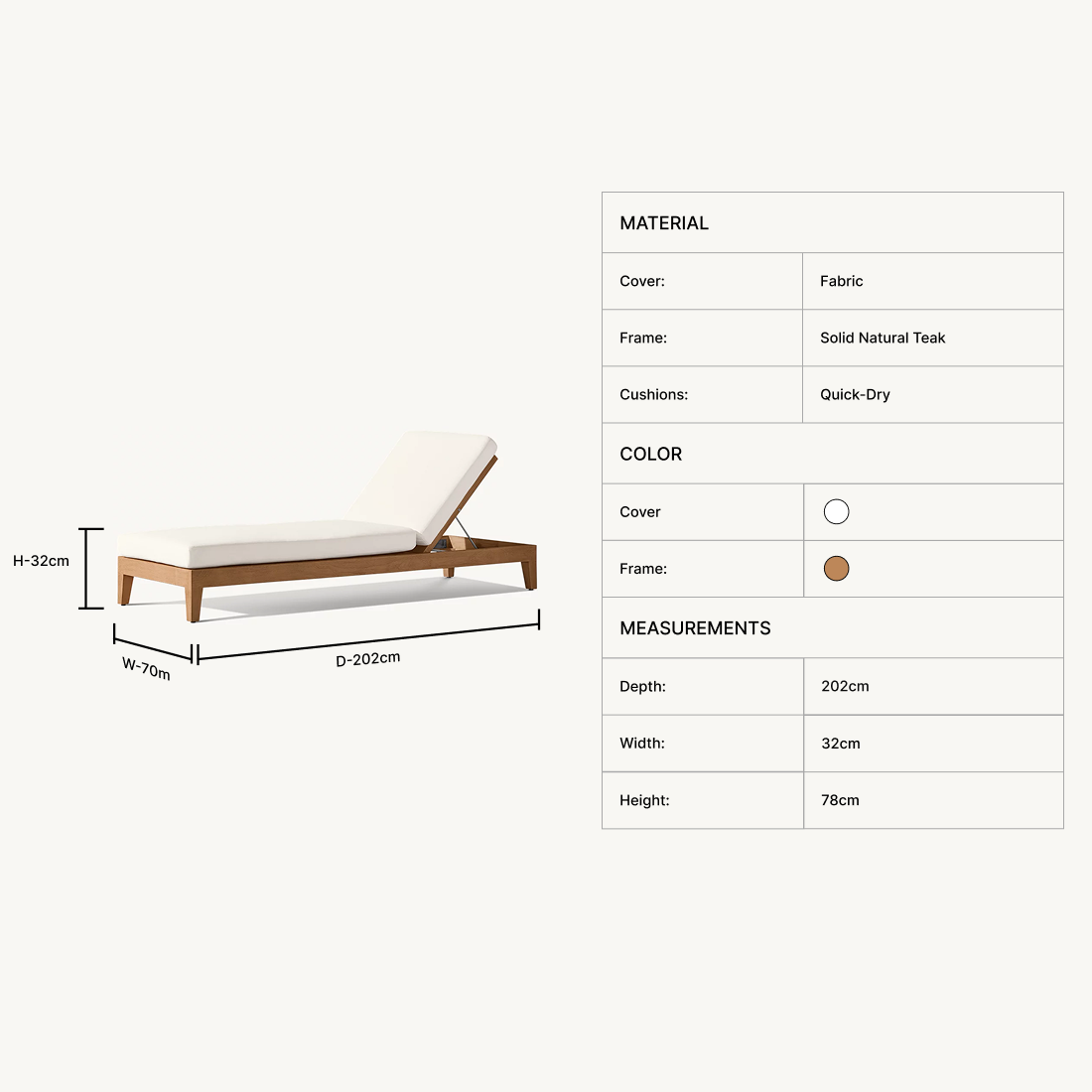 Nuvor Teak Chaise