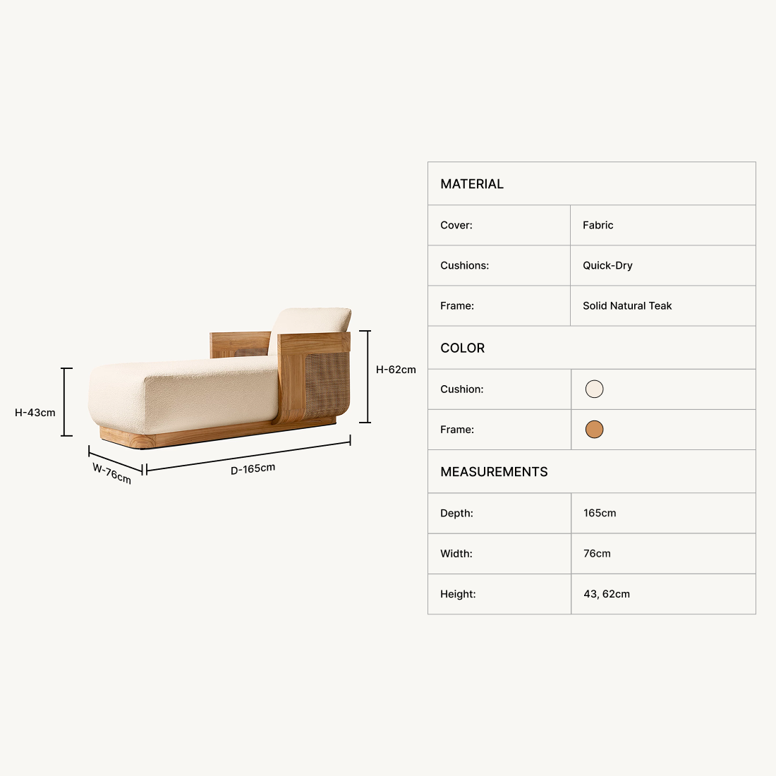 Serel Teak Chaise