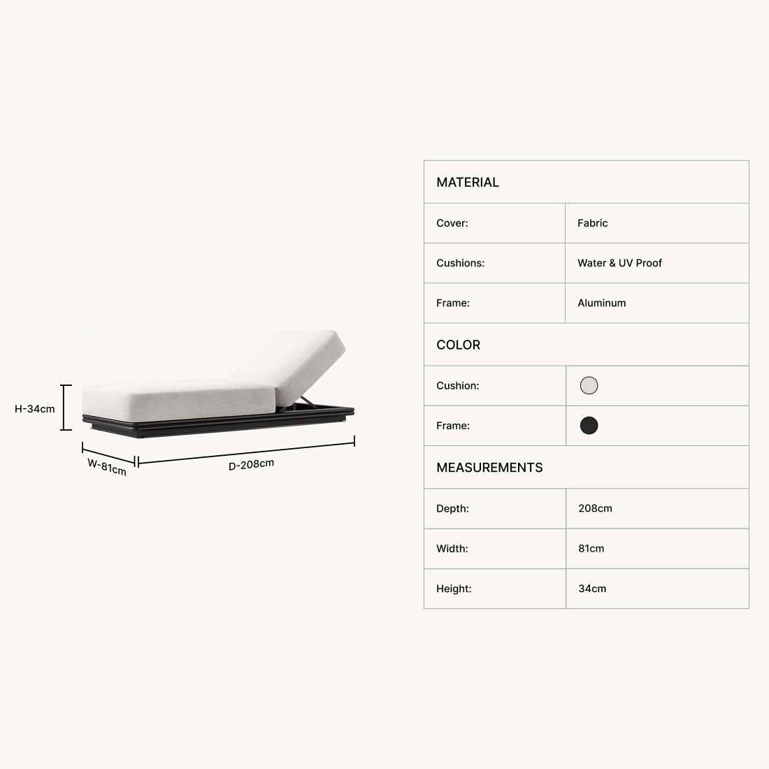Solterra Aluminium Chaise