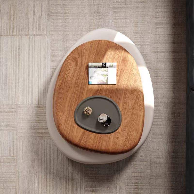 Italian Modern Style Coffee Table Minimalist Walnut Veneer Oval Shaped