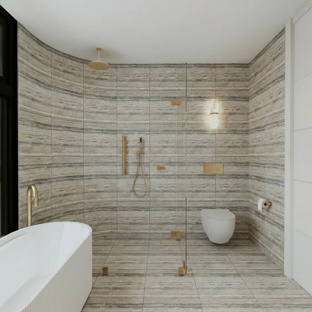 Silver Gray Travertine Slab Floor Tiles