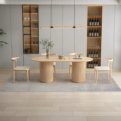 Oval Shape Pine Wood Dining Table Modern Dining Table Wood Dining Table for Home