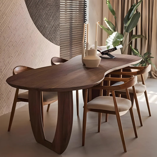 Nordic Wabi Sabi Black Walnut Dining Table and Chair