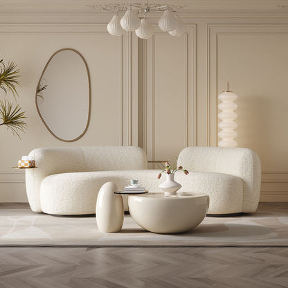 Cream Curved Living Room Sofa