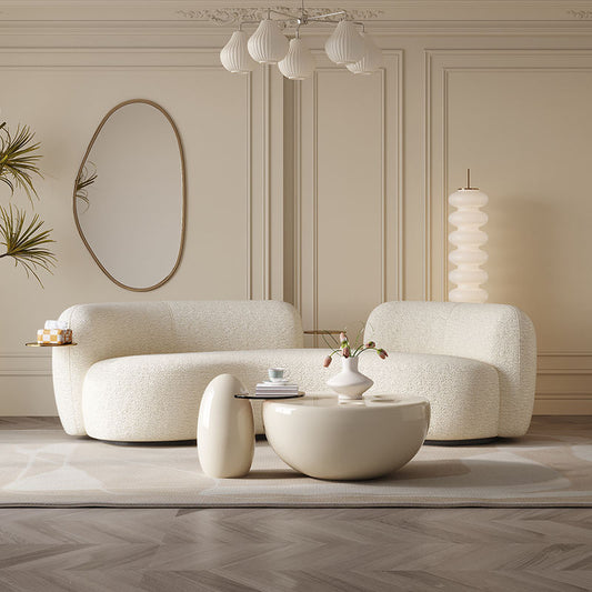 Cream Curved Living Room Sofa