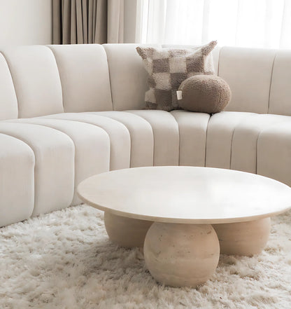 Modern Nordic Glass Fiber Reinforced Cement Round Coffee Table