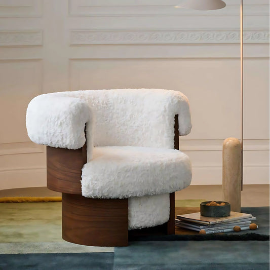 Up-holstered Fabric Single Sofa Chair Wood Frame