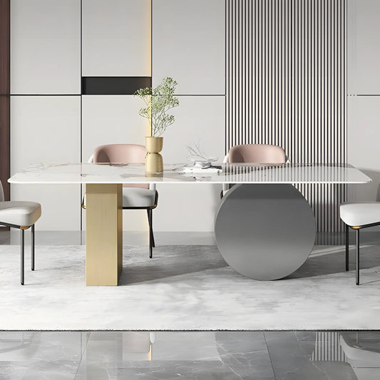 Designer Italian Light High-grade Rock Plate Dining Table and Chair