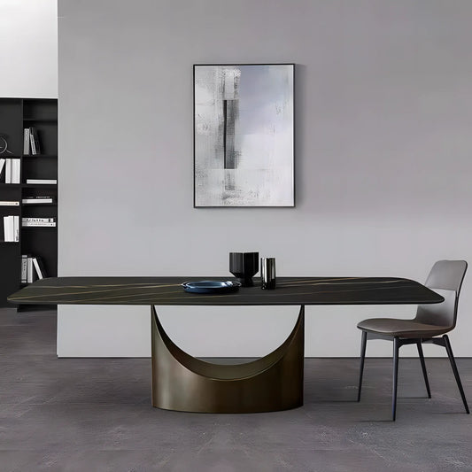 Italian Very Simple Rock Plate Dining Table and Chair