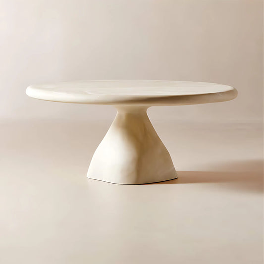 Round Fiberglass Top Unique Shape Base Coffee Table