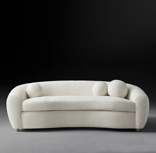 Italian Style 3 Seater Sofa With Pillows Ivory White