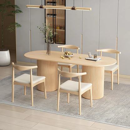 Oval Shape Pine Wood Dining Table Modern Dining Table Wood Dining Table for Home