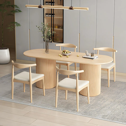 Oval Shape Pine Wood Dining Table Modern Dining Table Wood Dining Table for Home