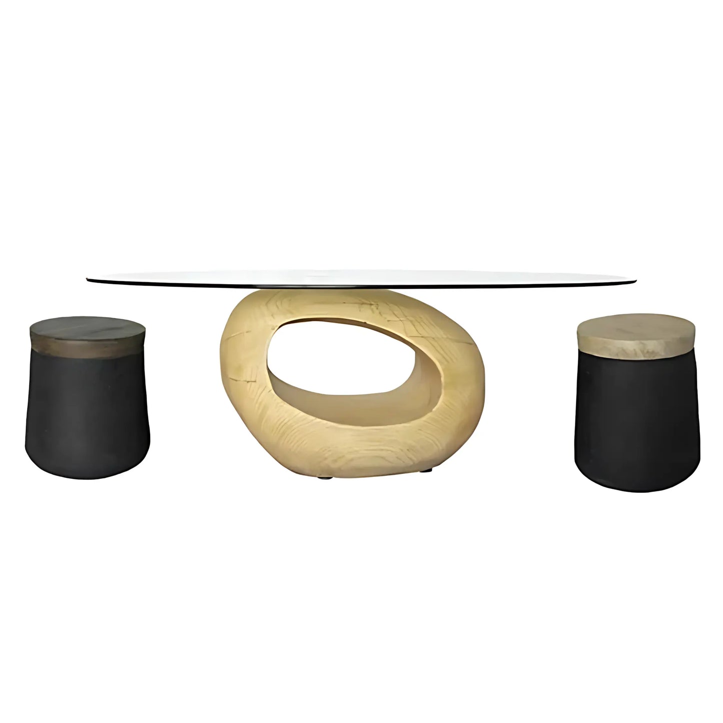 Modern Luxury Glass Fiber Reinforced Concrete Wood Color Coffee Table