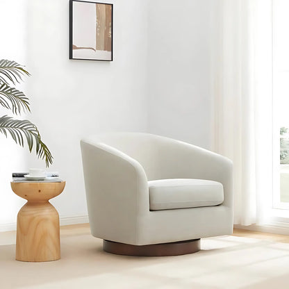 Modern Round Barrel Velvet Accent Armchair