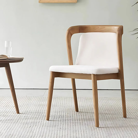 Modern Simple Ash Wooden Unique Backrest Fabric Dining Chair