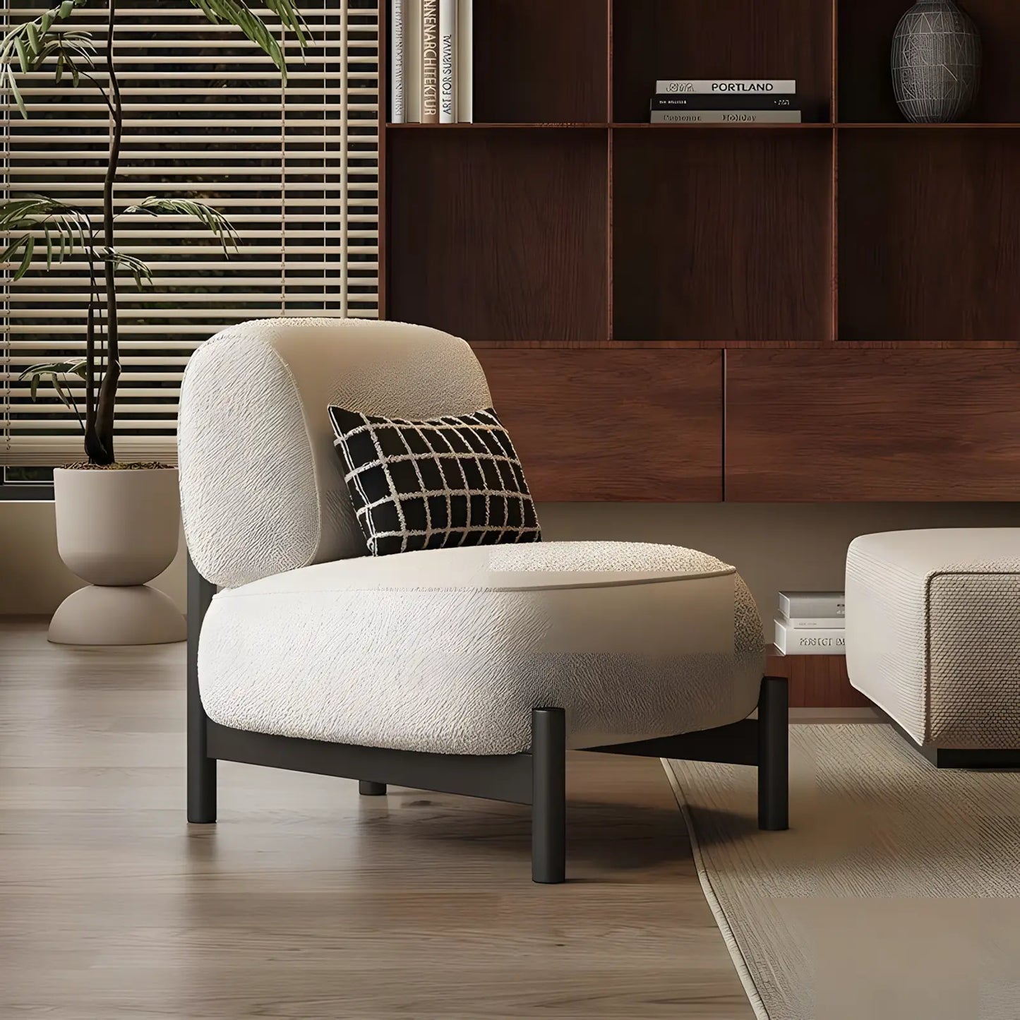 Cream Antique Living Room Single Sofa Designer