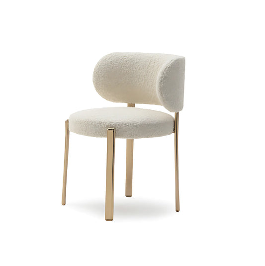 Cream Style Stainless Steel Frame Boucle Seat Dining Chair