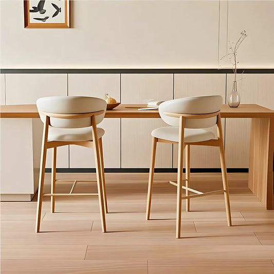 Nordic Luxury Solid Ash Woodr Stools bar Chairs High Chair for Kitchen Counter