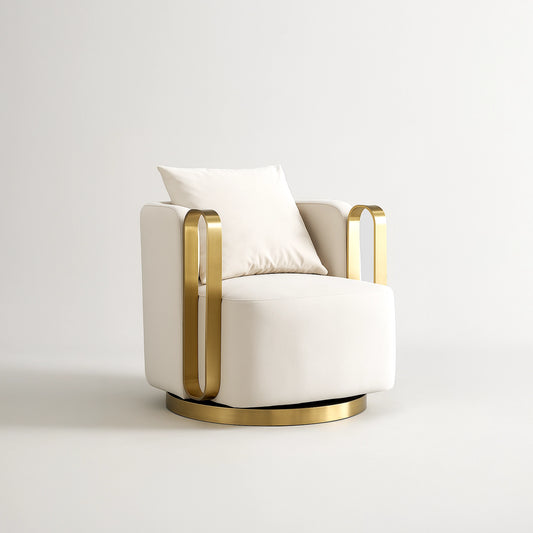 Modern Fabric Lounge Swivel Armchair Luxury Gold Metal Frame Velvet Single Sofa Chair