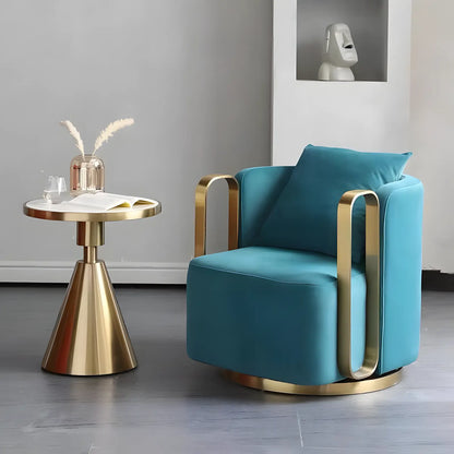Modern Fabric Lounge Swivel Armchair Luxury Gold Metal Frame Velvet Single Sofa Chair
