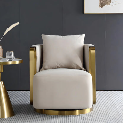 Modern Fabric Lounge Swivel Armchair Luxury Gold Metal Frame Velvet Single Sofa Chair