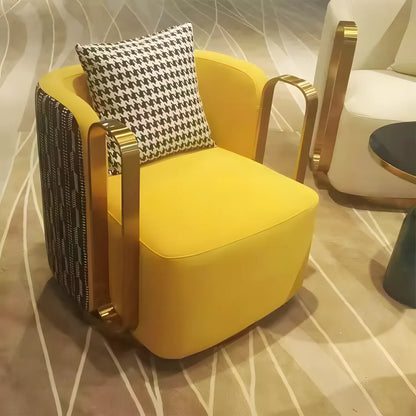 Modern Fabric Lounge Swivel Armchair Luxury Gold Metal Frame Velvet Single Sofa Chair