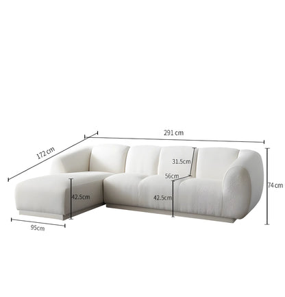 Nordic Living Room Furniture Modern Luxury 3 Seaters L Shape Fabric Sofa