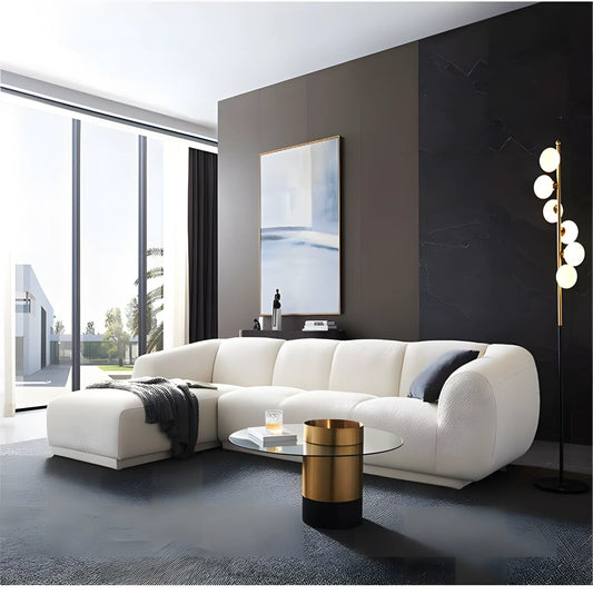 Nordic Living Room Furniture Modern Luxury 3 Seaters L Shape Fabric Sofa