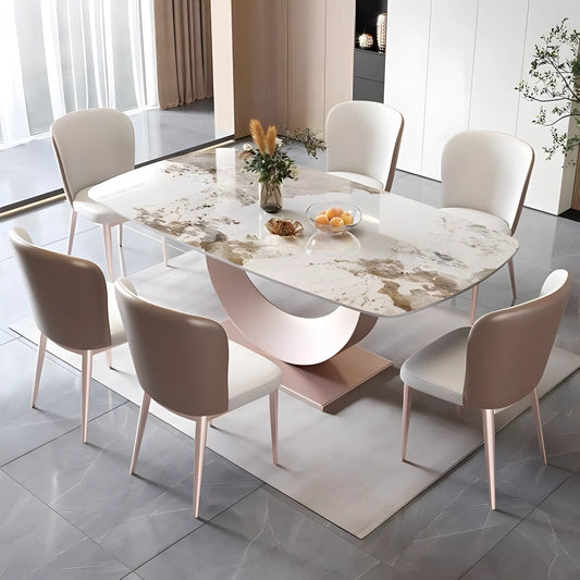 Light Luxury Light Rock Plate Dining Table