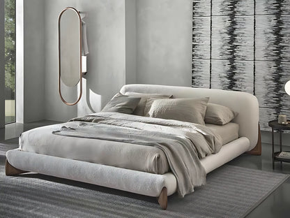 Nordic Style Ash Wood Legs Boucle Modern Bed king Bed Frame