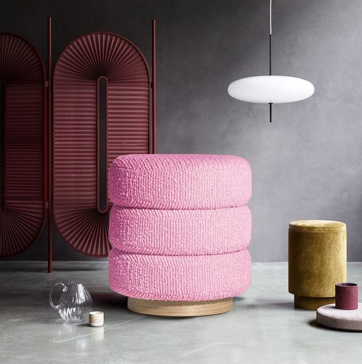 Modern Simple Design Solid Wood Frame Boucle Ottoman Stool Makeup Chair for Bedroom