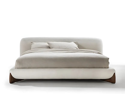 Nordic Style Ash Wood Legs Boucle Modern Bed king Bed Frame